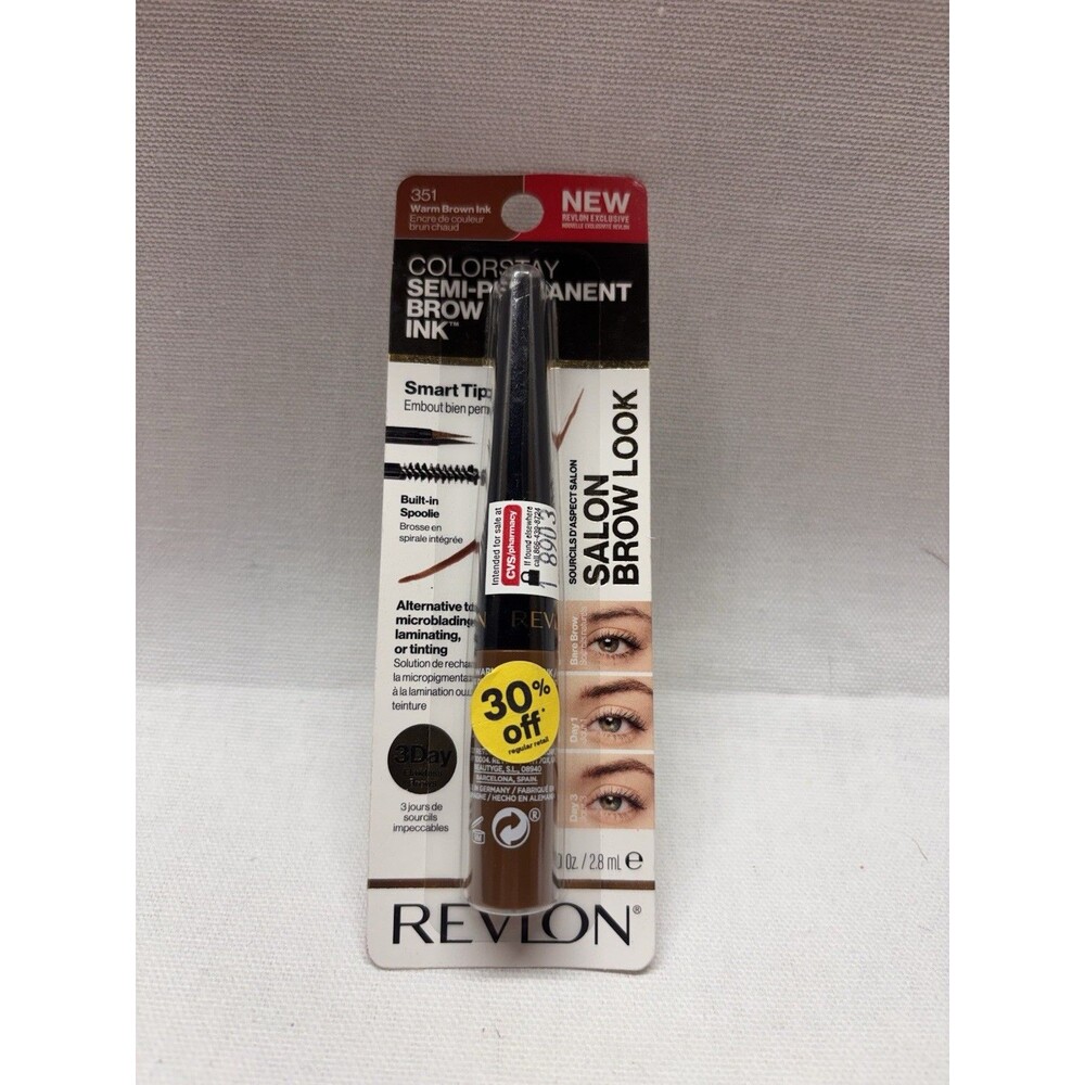Revlon ColorStay Semi-Permanent Brow Ink 351 Warm Brown New Sealed 0.09oz